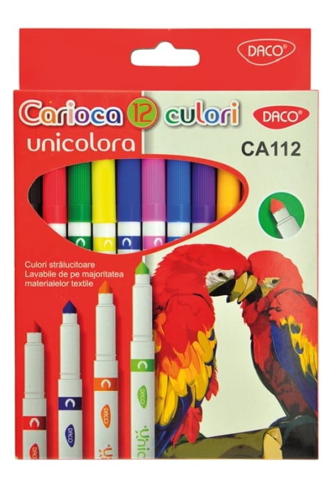 Carioca 12 Culori Daco Varf Conic Unicolora