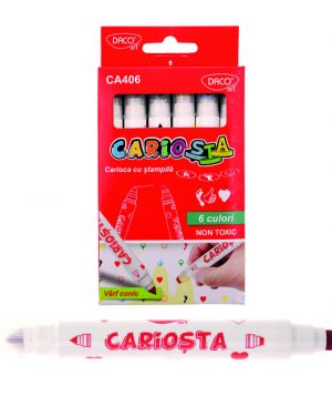 Carioca cu stampila Cariosta Daco set 6 culori