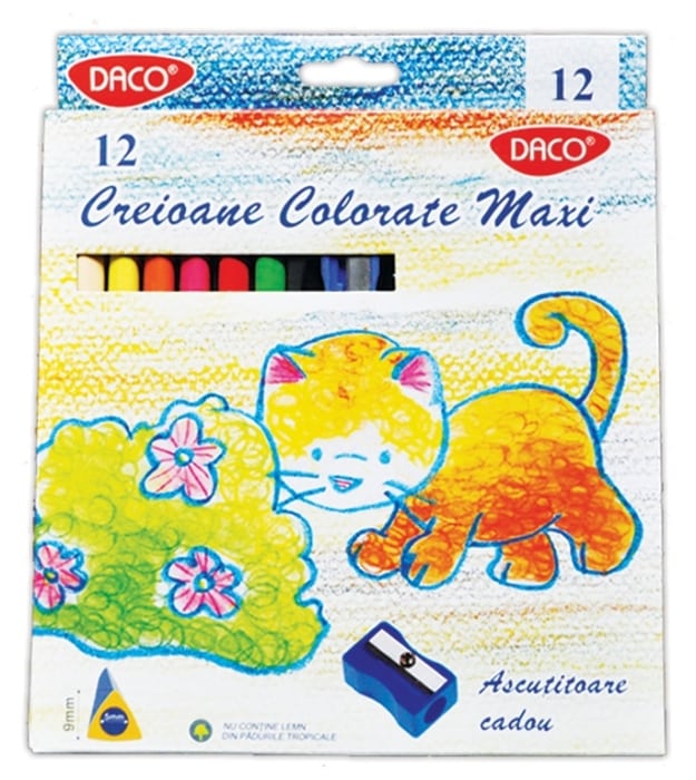 Creioane color 12 culori Maxi Daco hexagonal