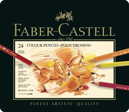 Creioane colorate Polychromos Faber Castell 24 culori cutie metal
