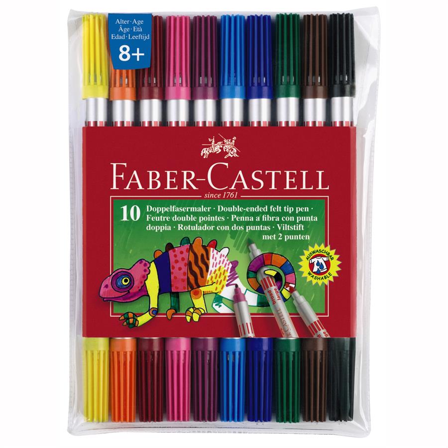 Carioca 10 culori 2 capete Faber Castell