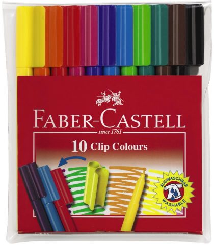 Carioca cu Clip Faber Castell 10 culori
