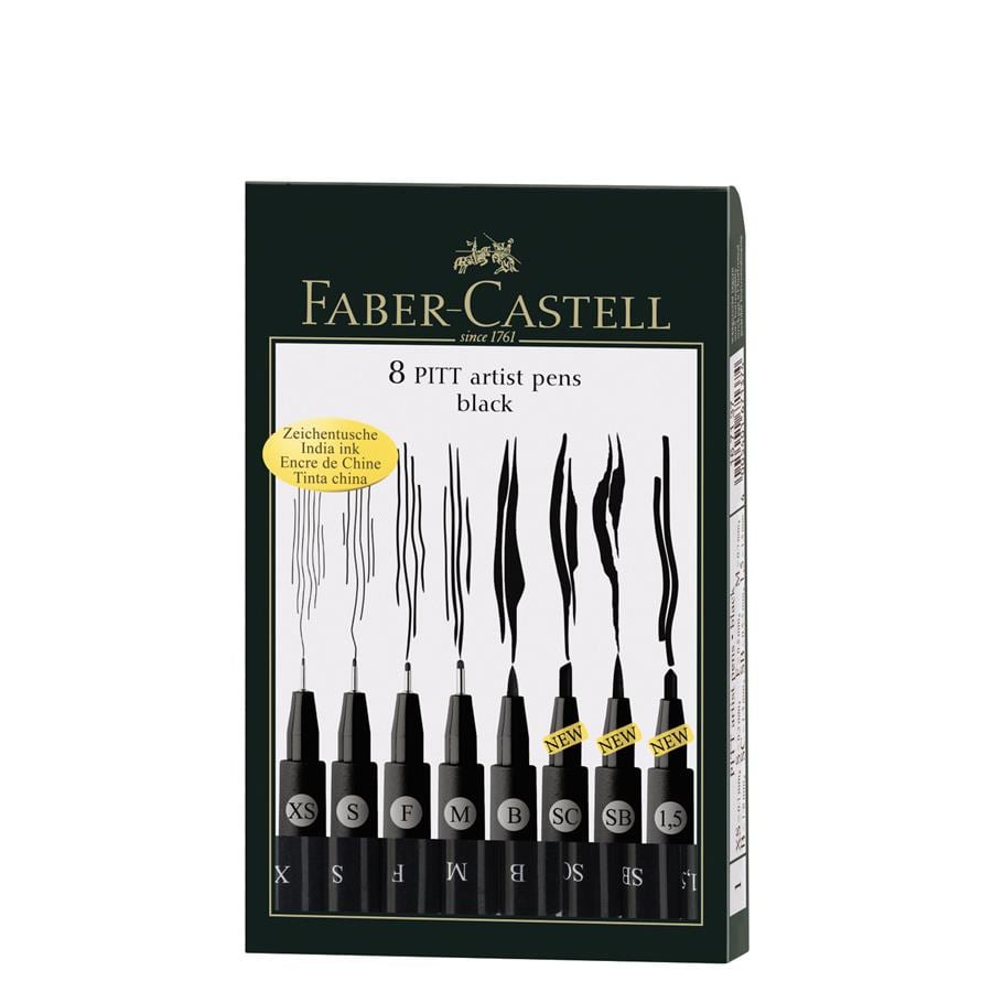 Pitt artist pen Faber Castell negru set 8