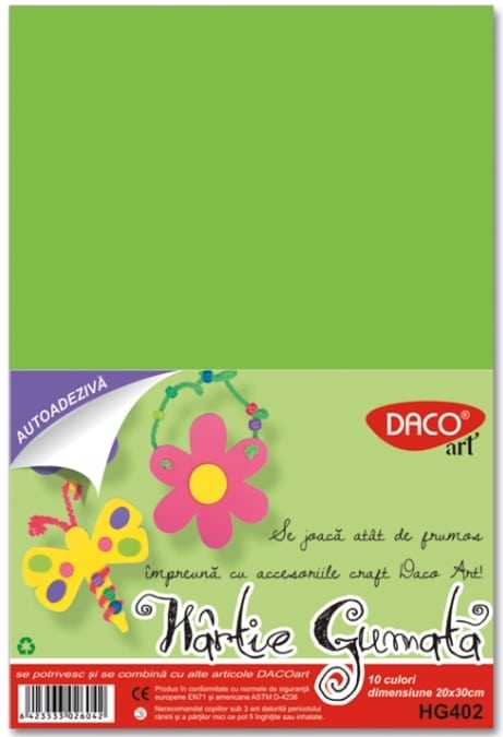Hartie gumata adeziva 20x30cm 10 culori Daco