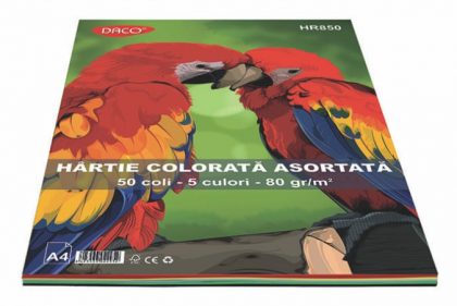 Hartie colorata 80g A4 5 culori 50 coli Daco
