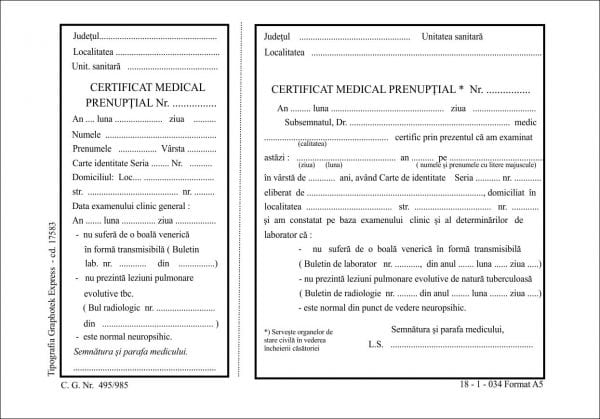 Certificat medical tip a5 pdf