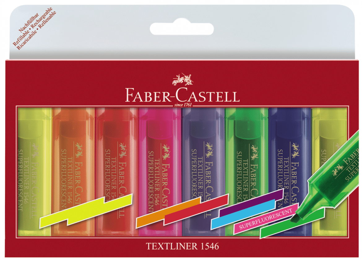Textmarker superfluorescent Faber Castell set 8