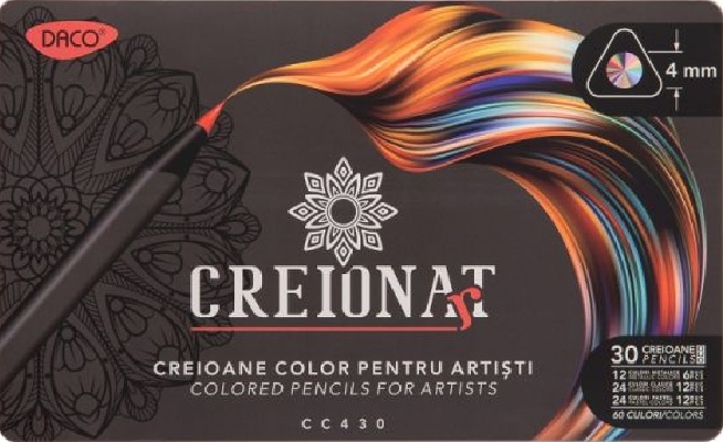 Set 30 creioane colorate bicolore cu 60 culori Daco