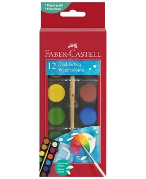 Acuarele pastilă 24 mm set 12 culori FABER-CASTELL