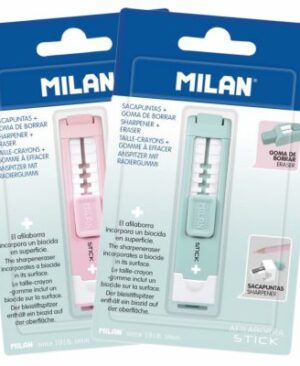Ascuțitoare cu radieră Stick Blister MILAN verde