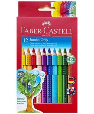 Creioane colorate 12 culori Jumbo Grip FABER