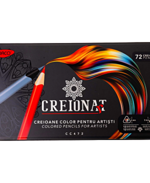Creioane colorate 72 culori în cutie metalică DACO