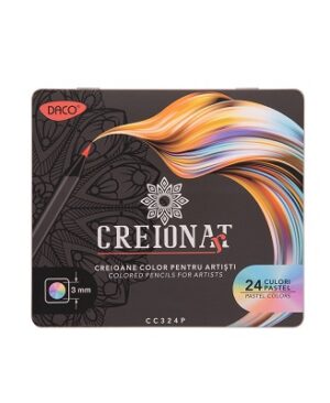Creion color 24 pastel cutie metalică DACO