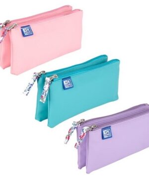 Penar tip etui dublu Oxford 2 fermoare Floral Pastel
