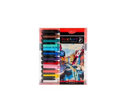 Marker acrilic vârf pensulă set 12 DACO