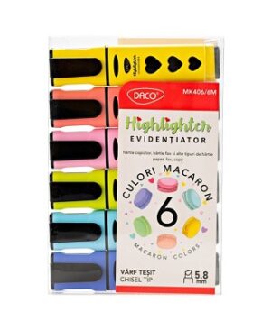 Marker evidențiator cu lichid Macaron set 6