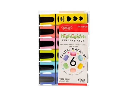 Marker evidențiator cu lichid Macaron set 6