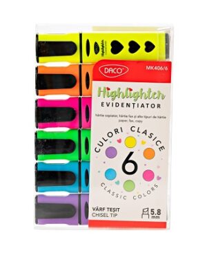 Marker evidențiator cu lichid set 6 DACO